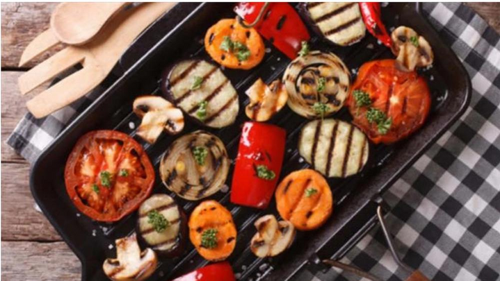 Grilled Veggies with utensil