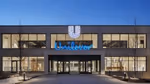 Unilever USA headquarters in Englewood Cliffs, New Jersey. The sustainable building features a glowing Unilever logo