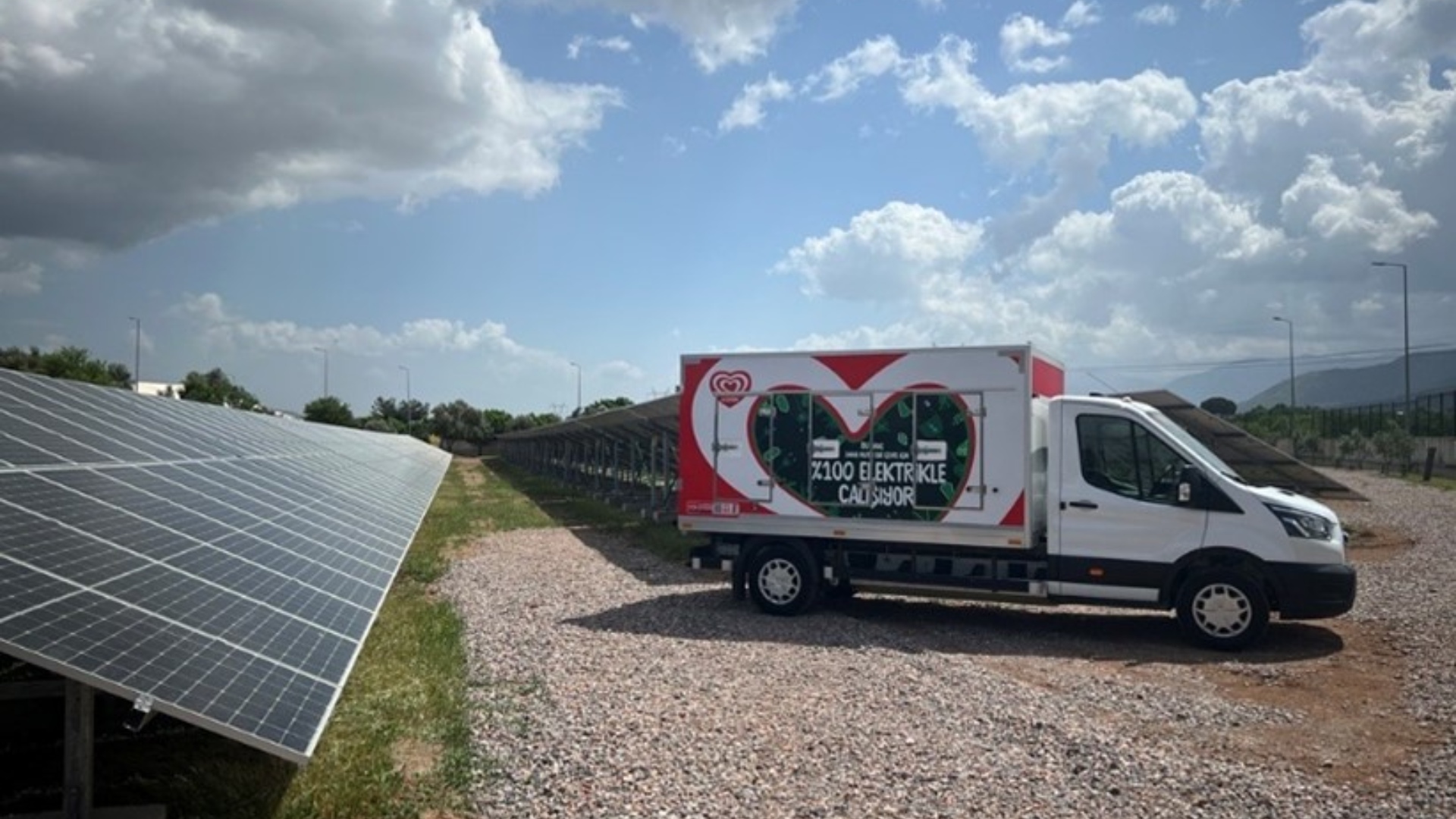 Solar panels at Izmir in Turkey that help power our ice cream warehouse and electric commercial vans