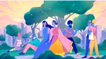 Minorities Illustration featuring a diverse mix of people mingling within a park
