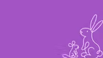 White rabbit and mouse drawings on a purple background