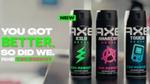 Three cans of AXE Y2K Reboot body spray in Kilo, Anarchy and Touch Remix scents.