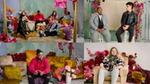Collage of pictures from Tourmaline’s film. Includes images of multiple people speaking against a backdrop of flowers and colorful furniture.