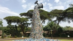 Sculpture titled ‘Turn off the plastic tap’ by artist Benjamin von Wong, made with plastic waste from Nairobi’s Kibera slum.