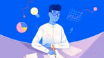 A Unilever Brand illustration of a man writing in a notebook
